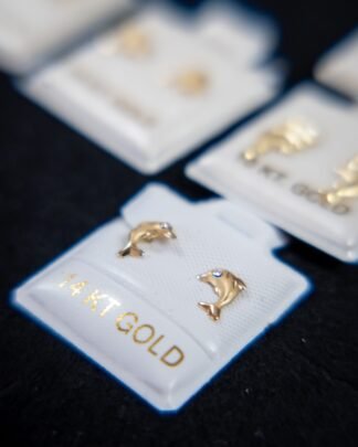 Dolphin Stud Earrings in 14K Gold | Jewelry