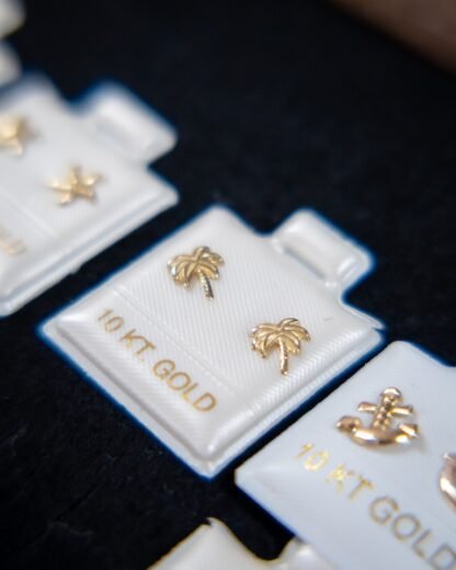 10K Gold Palm Tree Stud Earrings | Jewelry