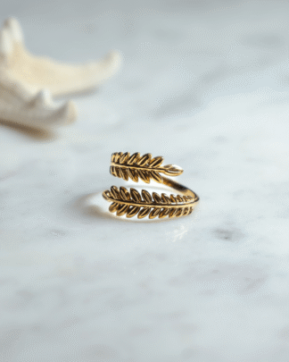 Two-Tone Crossed Leaf Ring | Jewelry