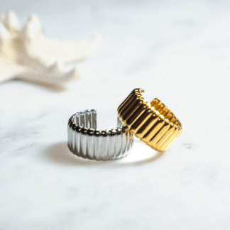 Anillo dorado y plata l?neas grueso