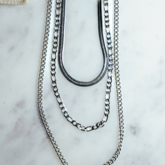 Collar triple plata eslabones