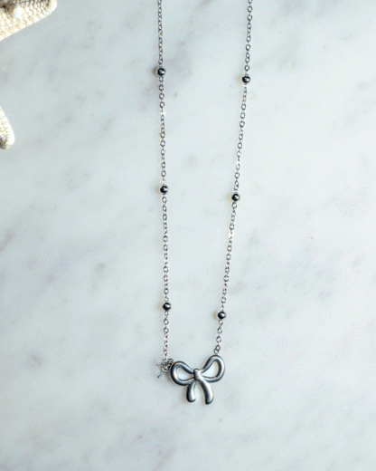 Triple-Layer Silver Bow Necklace | Jewelry