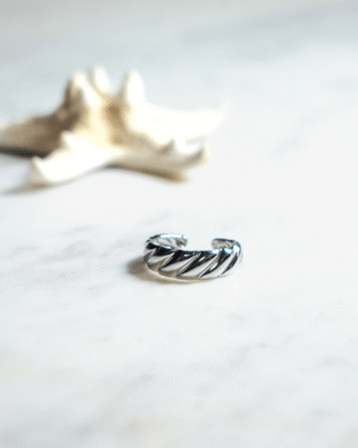 Silver-Tone Diagonal Stripe Ring | Jewelry