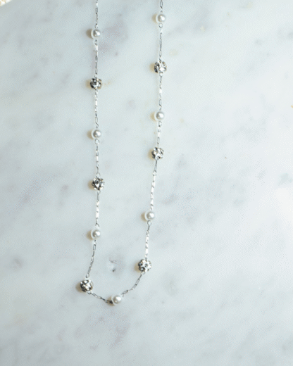 Silver Pearl and Crystal Necklace | Jewelry