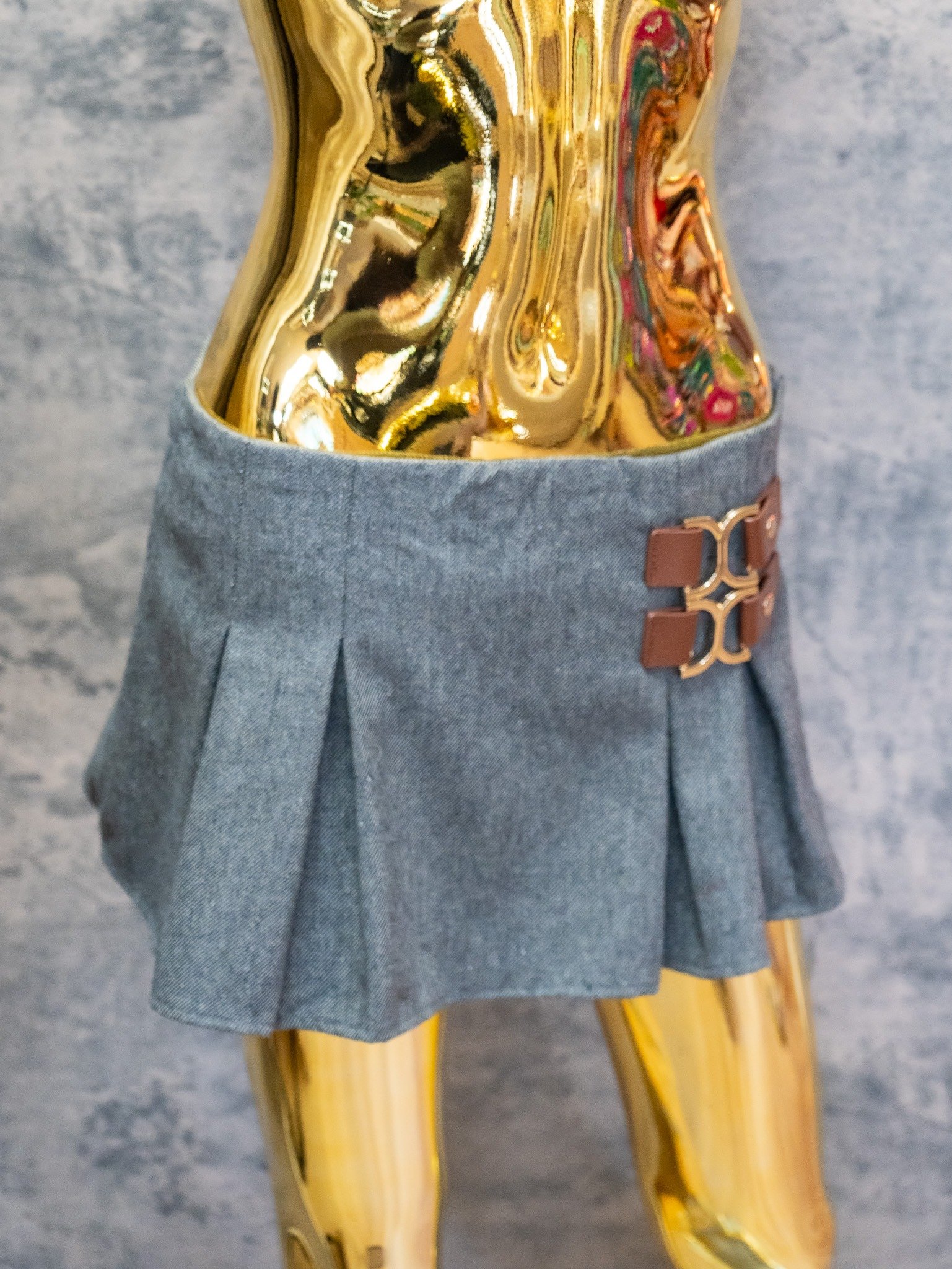 Gray Mini skirt pleated | RESORT WEAR