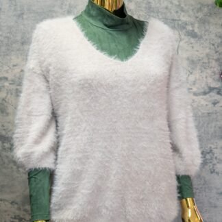 Khaki Top velvet sweater | RESORT WEAR