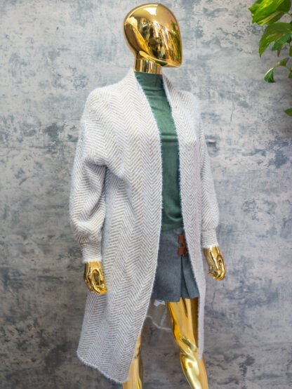 Khaki Faux Fur Cardigan | Resort Wear