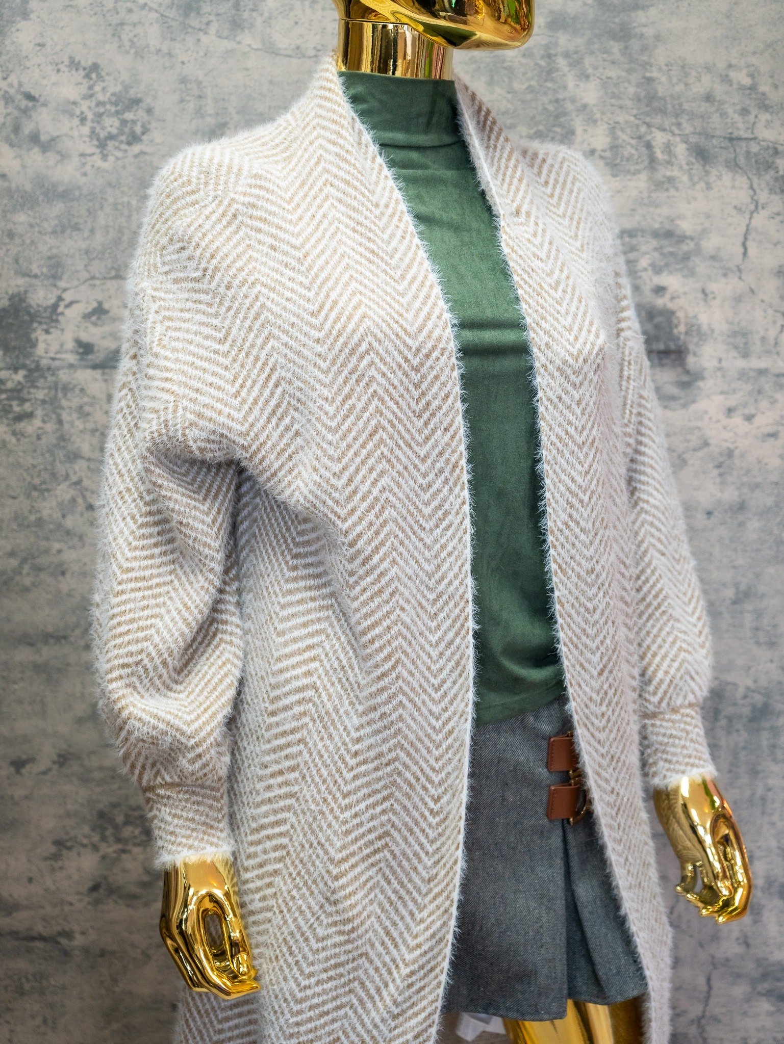 Khaki cardigan Faux fur | RESORT WEAR - Image 2