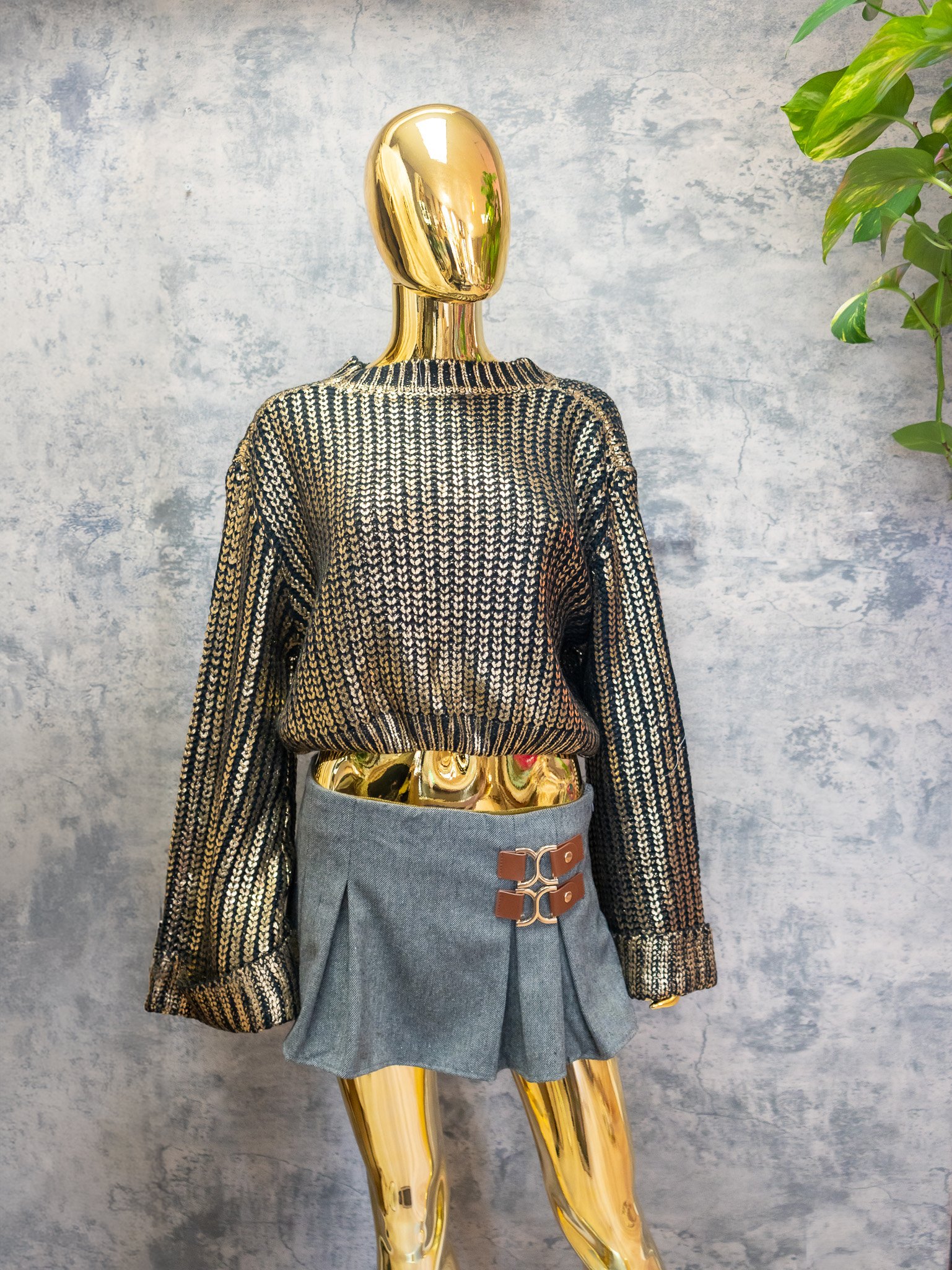 Goldish knit Sweater | RESORT WEAR - Image 3