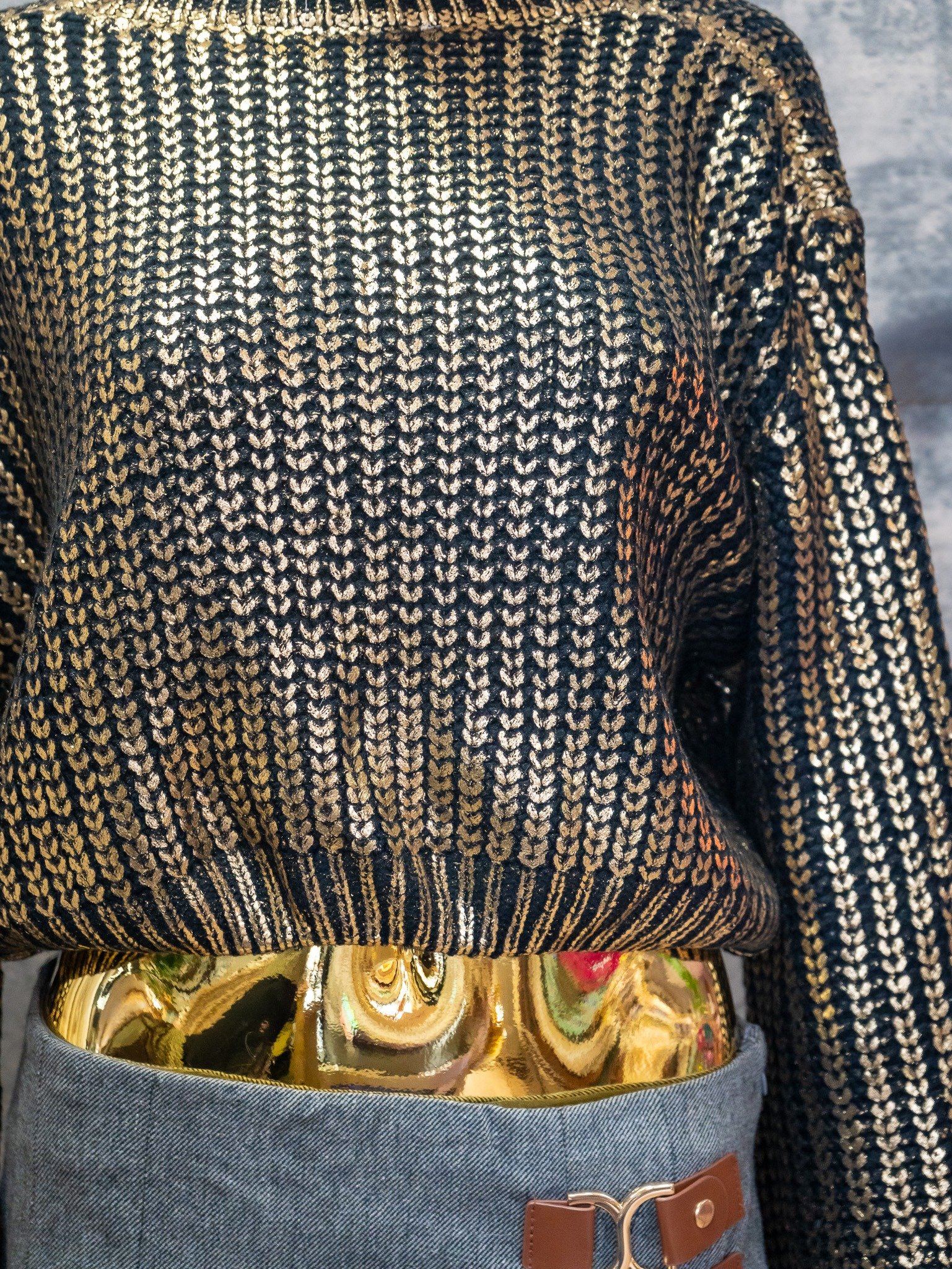 Goldish knit Sweater | RESORT WEAR - Image 2