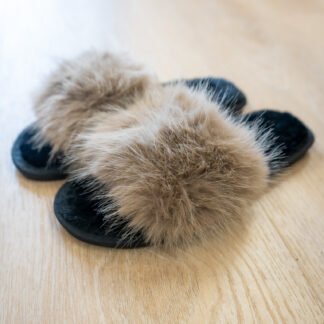 single band slippers beige and black | SHOES