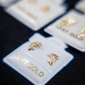 Single Dolphin Stud Earrings ? 14K Gold