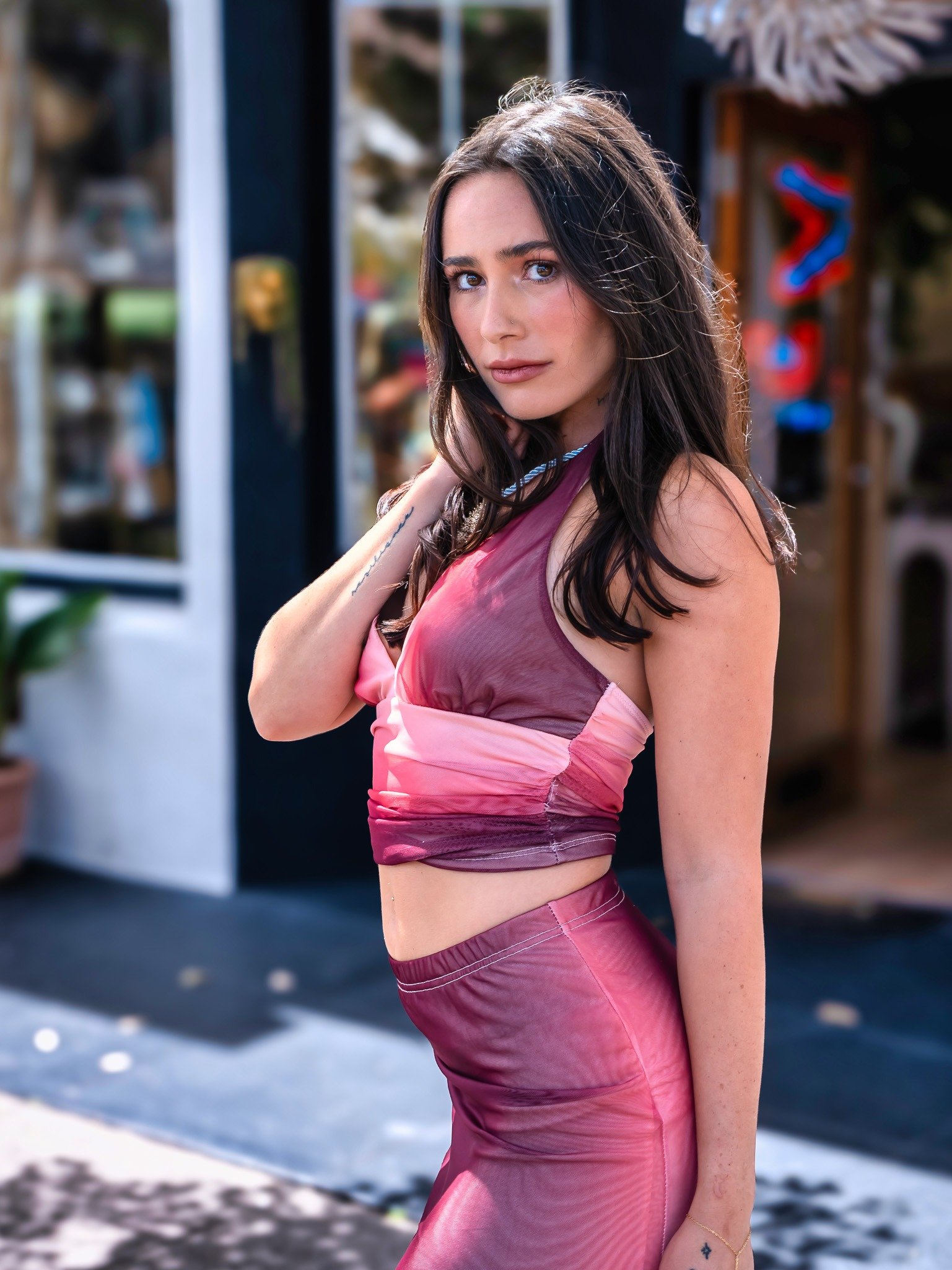 Crimson Mirage Skirt & Top Set | Resort Wear