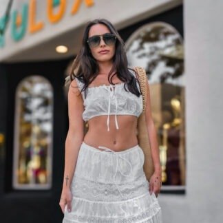 Ivory Cotton Crop Shirt | RESORT WEAR