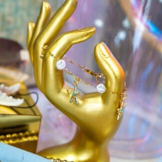 pulsera delgada perla con 3 estrellas