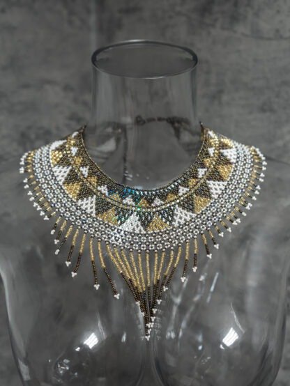 Adjustable back closure of Sol Dorado hand-beaded choker