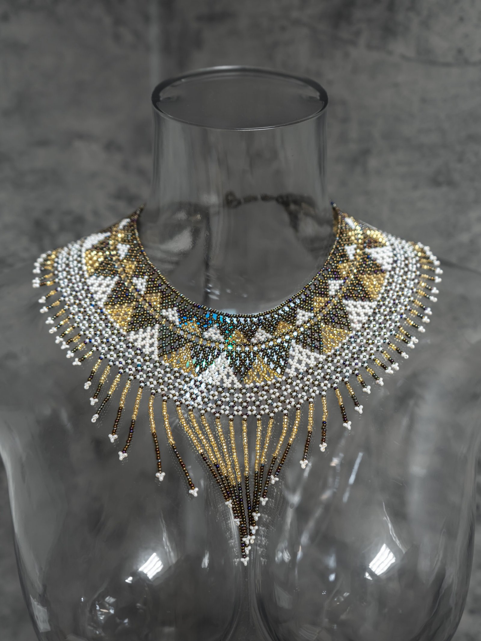 Adjustable back closure of Sol Dorado hand-beaded choker