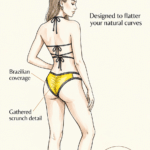 Swimsuit illustration with two back bows