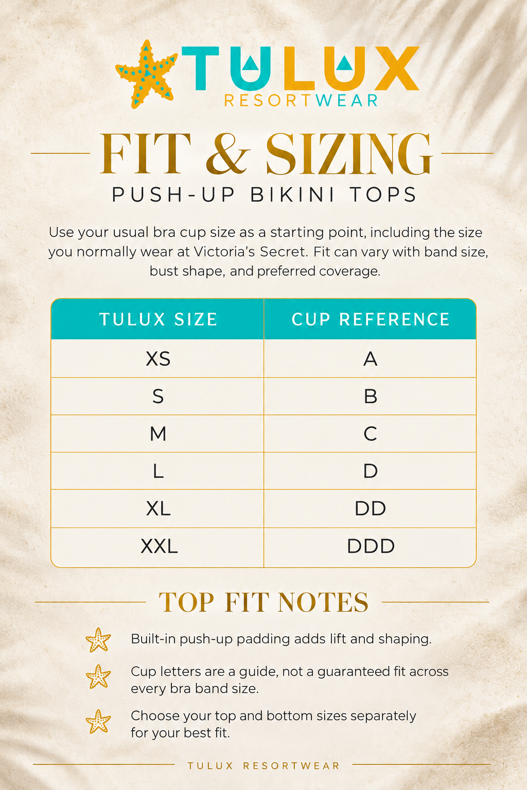 Tulux Bikini Top Fit & Sizing Guide